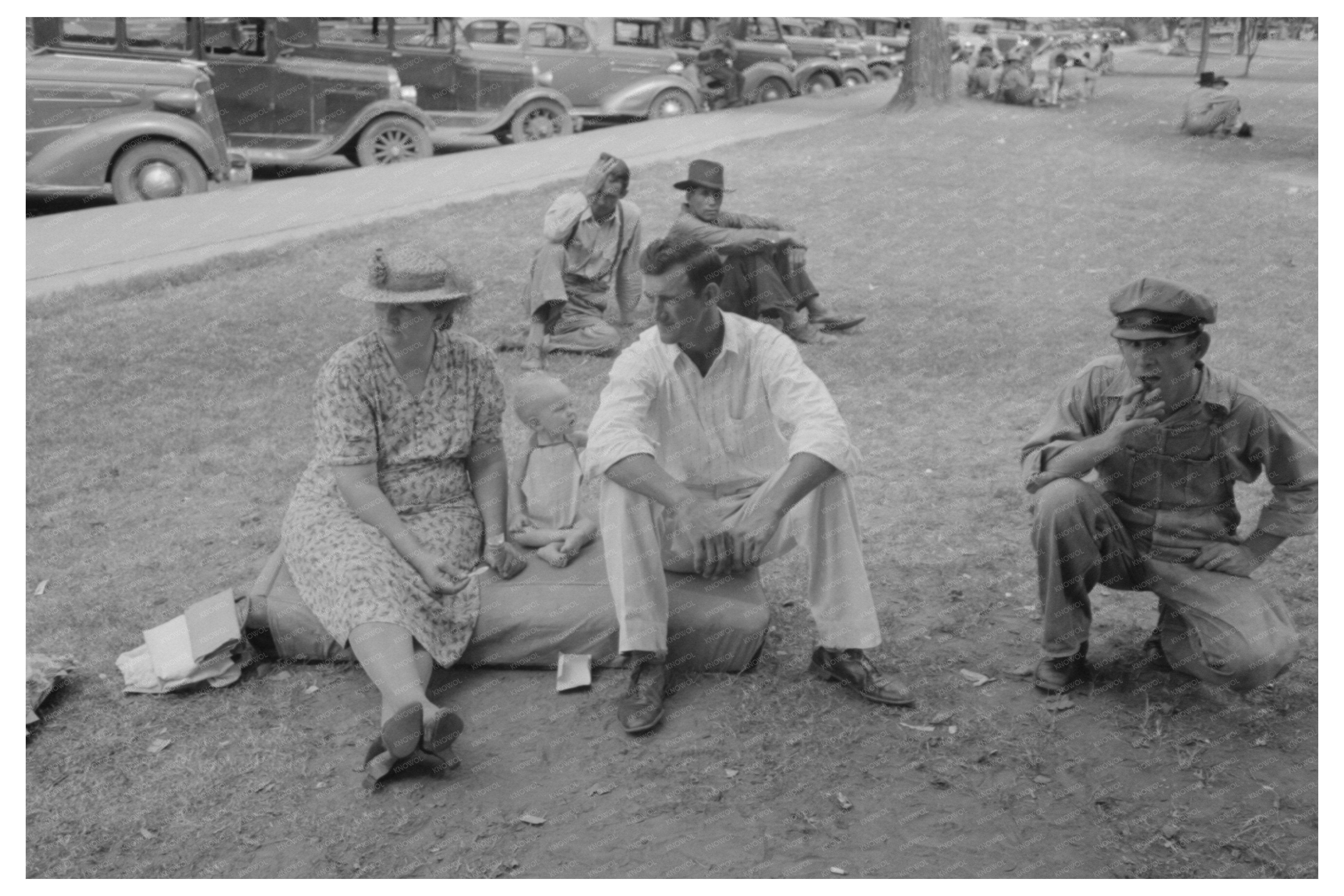 Farm People on Automobile Cushion Tahlequah Oklahoma 1939