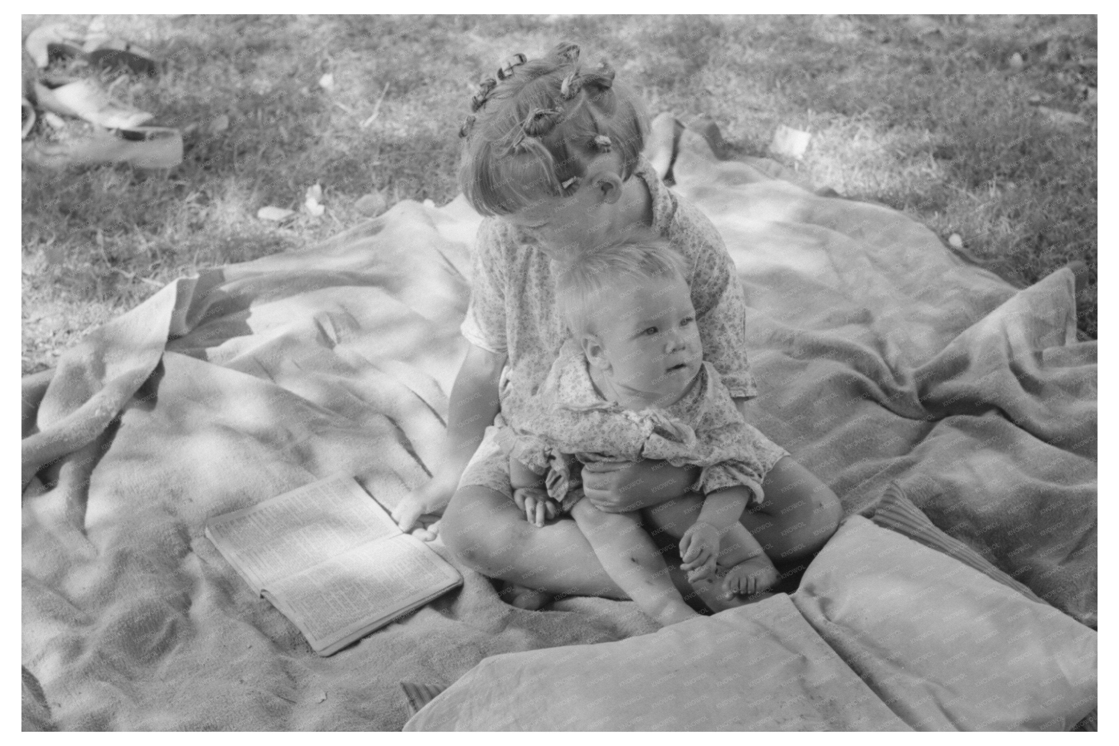 Vintage 1939 Photo of Children Reading Bible at Camp Oklahoma