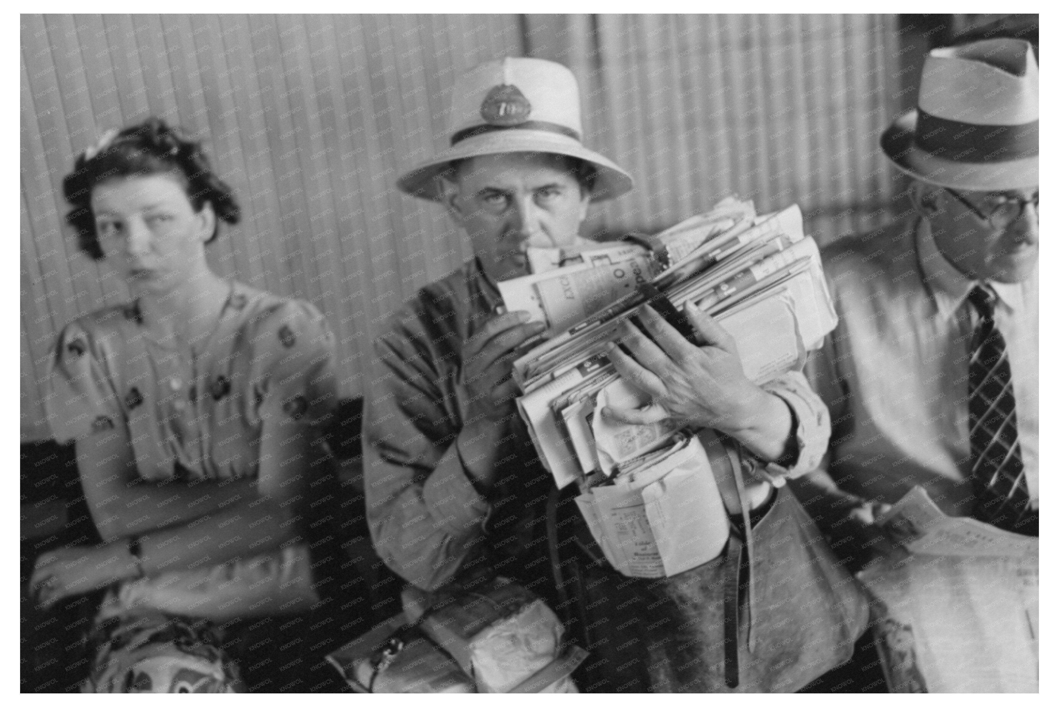 Oklahoma City Postman Waiting for Streetcar July 1939