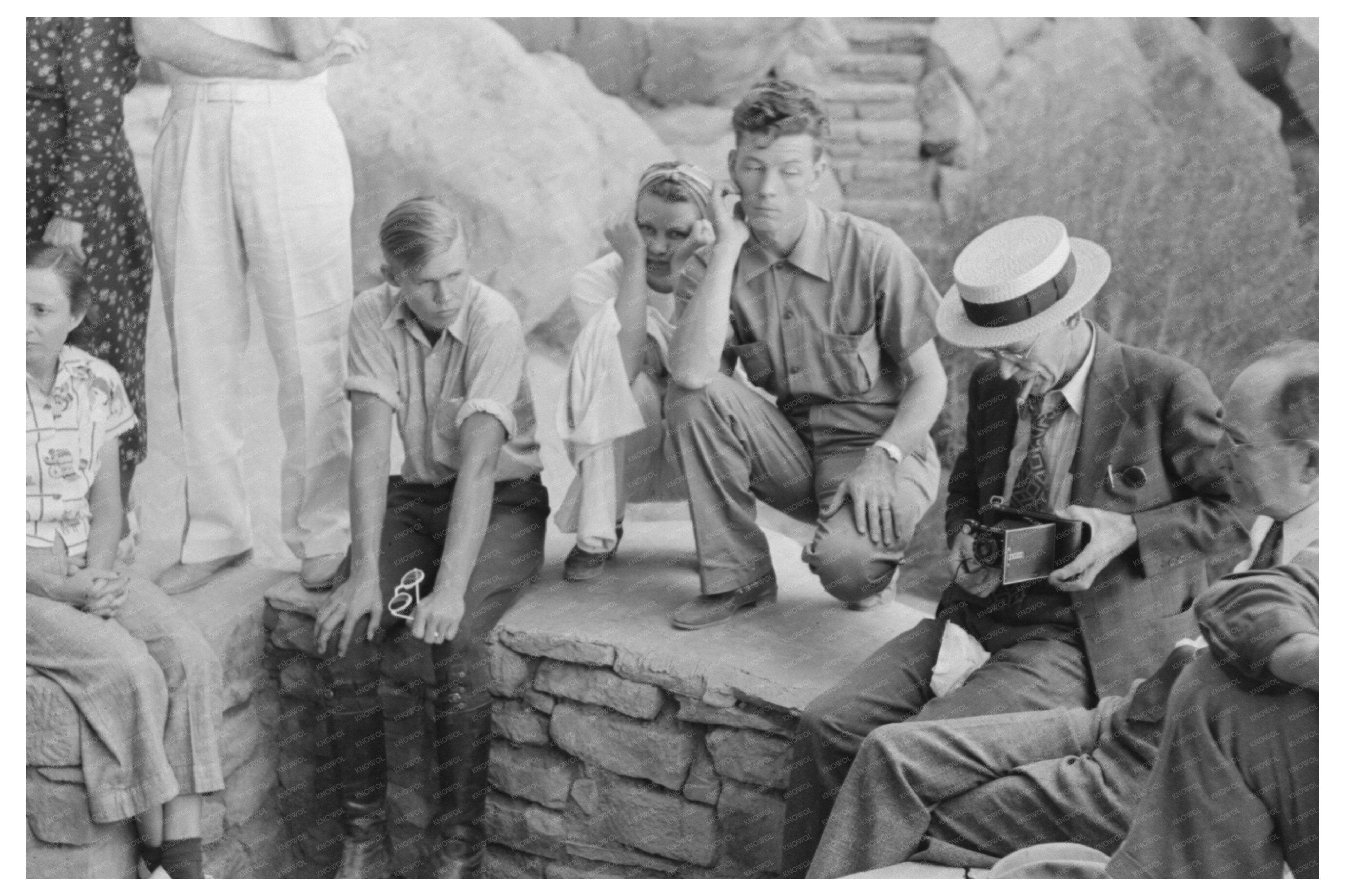 Tourists Explore Mesa Verde Cliff Dwellings August 1939