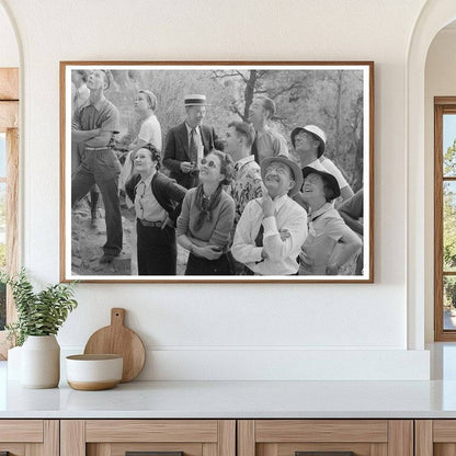 Tourists at Indian Hieroglyphic in Mesa Verde 1939