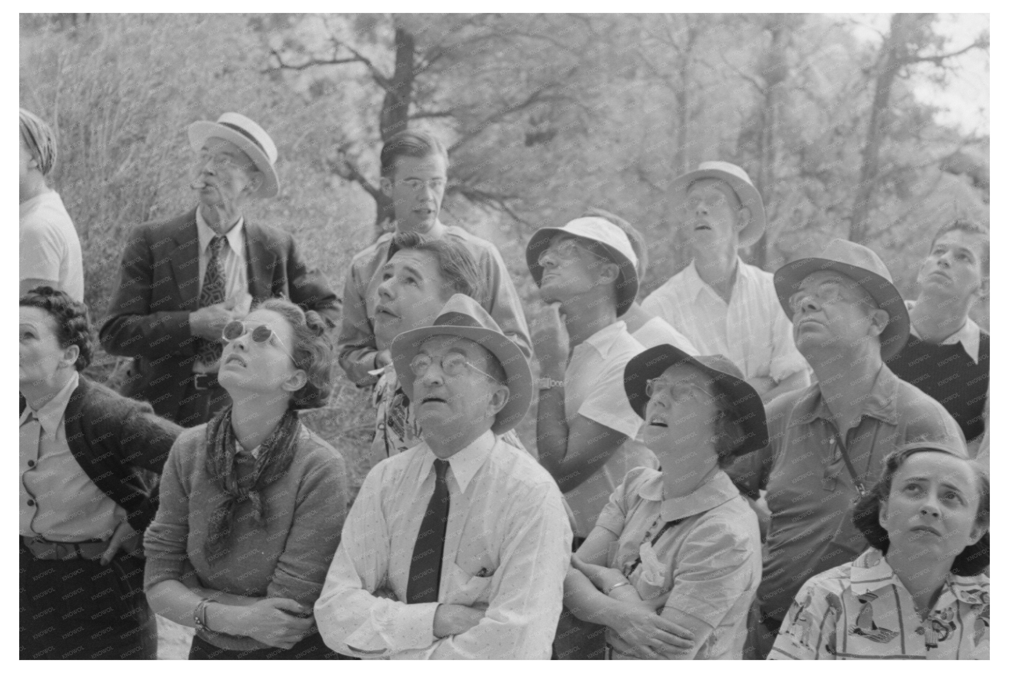 Tourists at Mesa Verde with Indian Hieroglyphics 1939