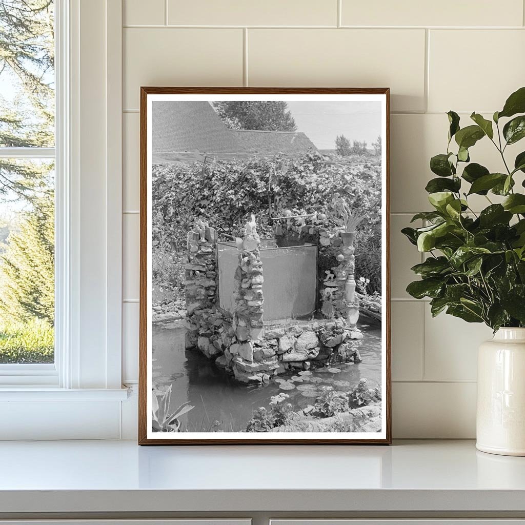 Fountain and Goldfish Tank in New Mexico Garden 1939