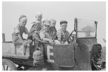 Farm Children in Kansas August 1939 Vintage Photograph