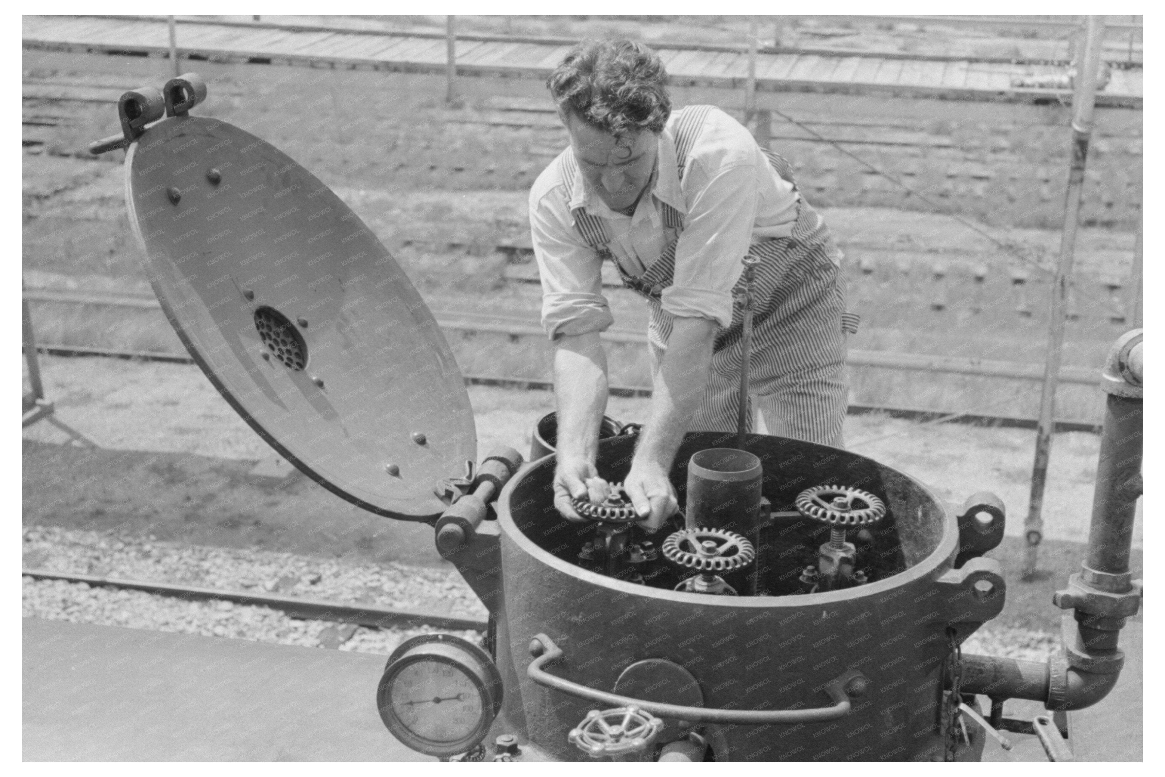 Tankcar Loader in Seminole Oil Field Oklahoma August 1939