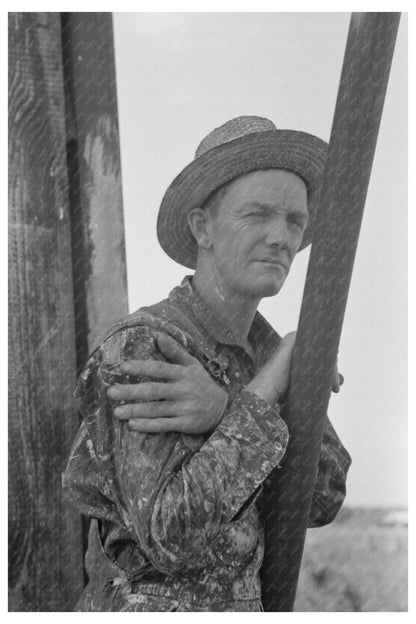 Roustabouts on Break at Oklahoma Oil Derrick August 1939