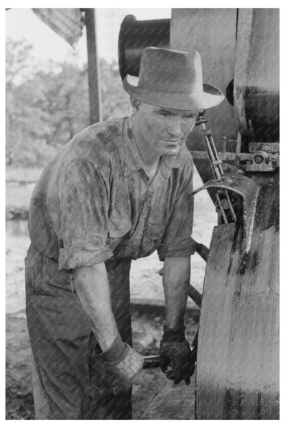 Workers Examining Mud Samples at Drilling Site August 1939