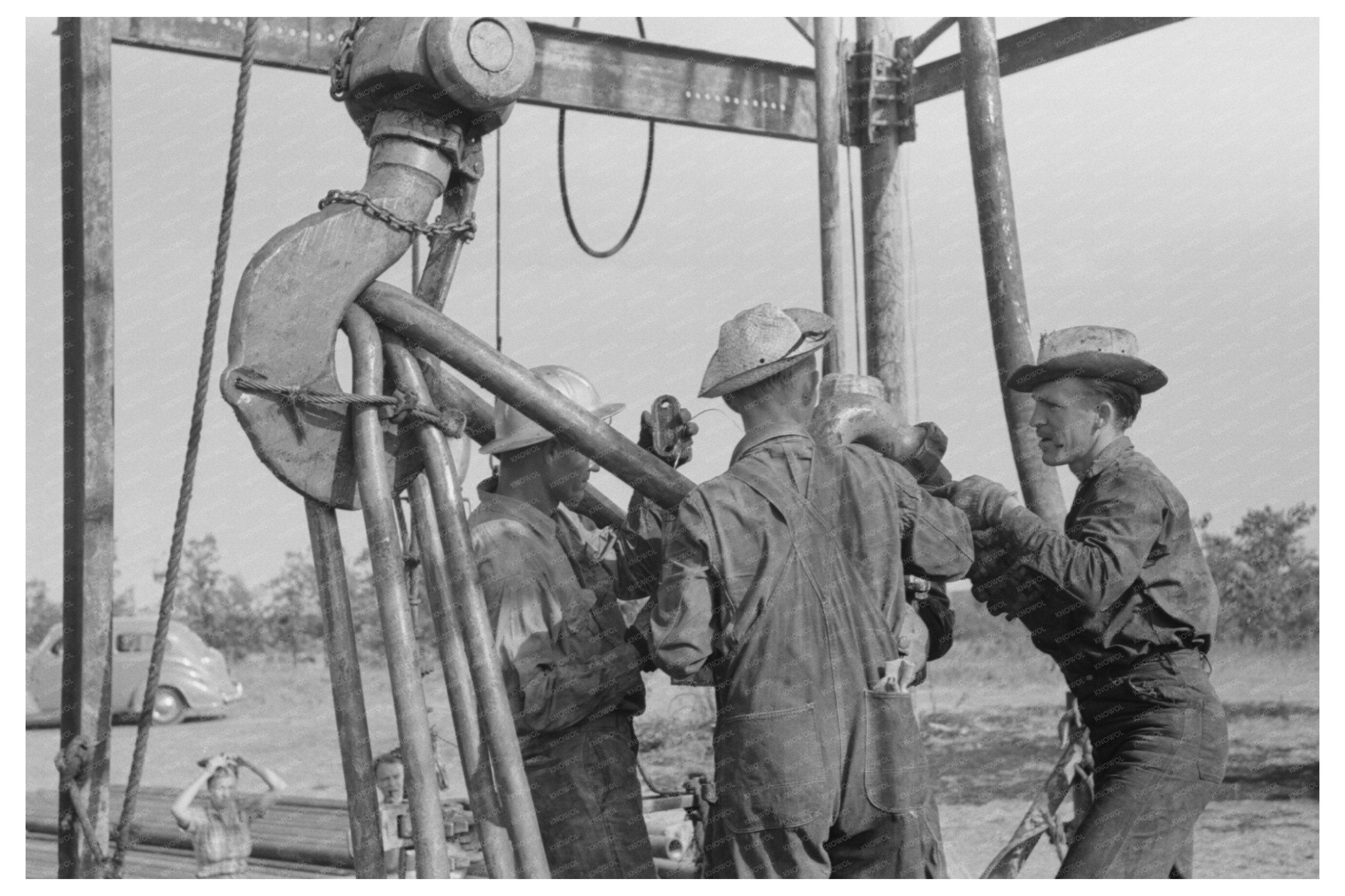 Oil Workers Operating Traveling Block Seminole Oil Field 1939