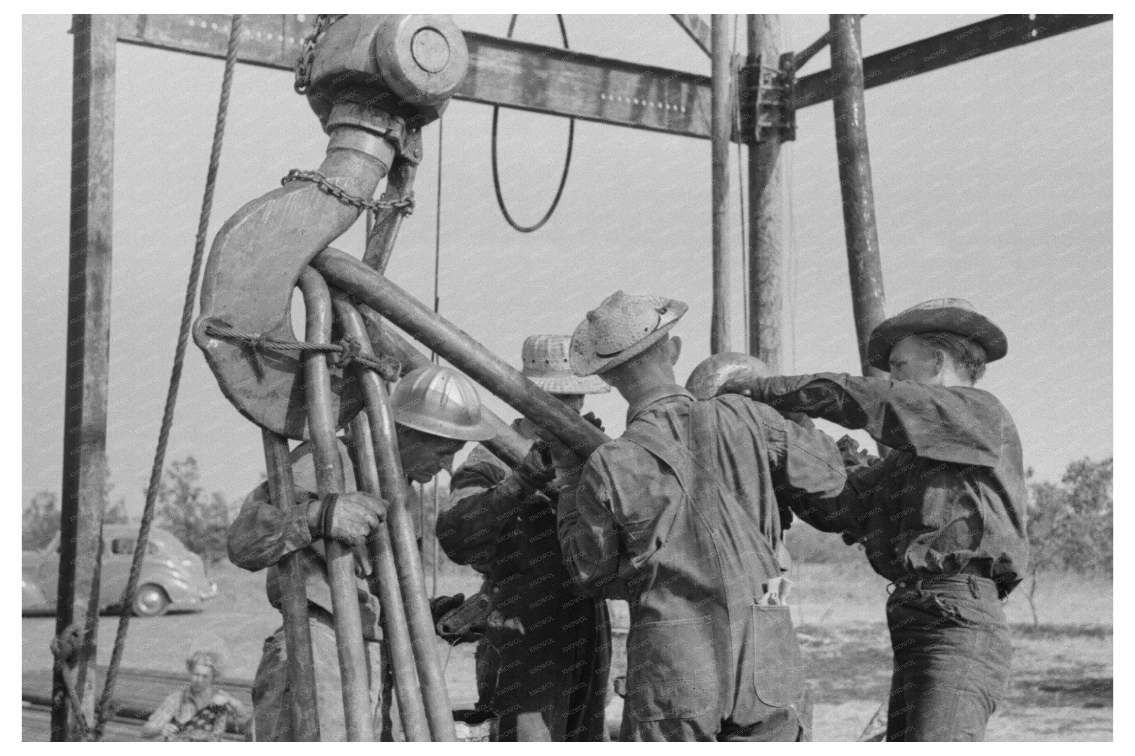 Oil Workers Operating Equipment in Seminole Oil Field 1939
