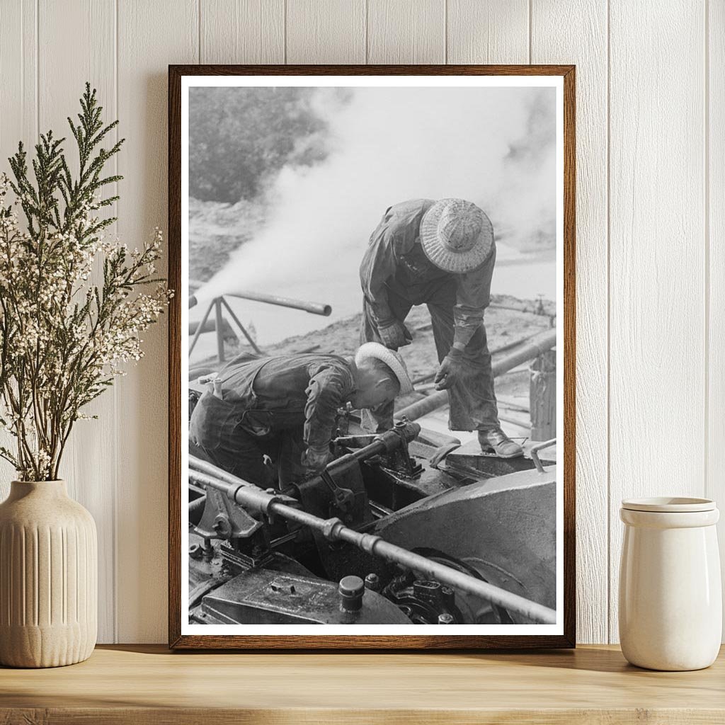 Roughnecks at Oil Engine Seminole Oil Field Oklahoma 1939