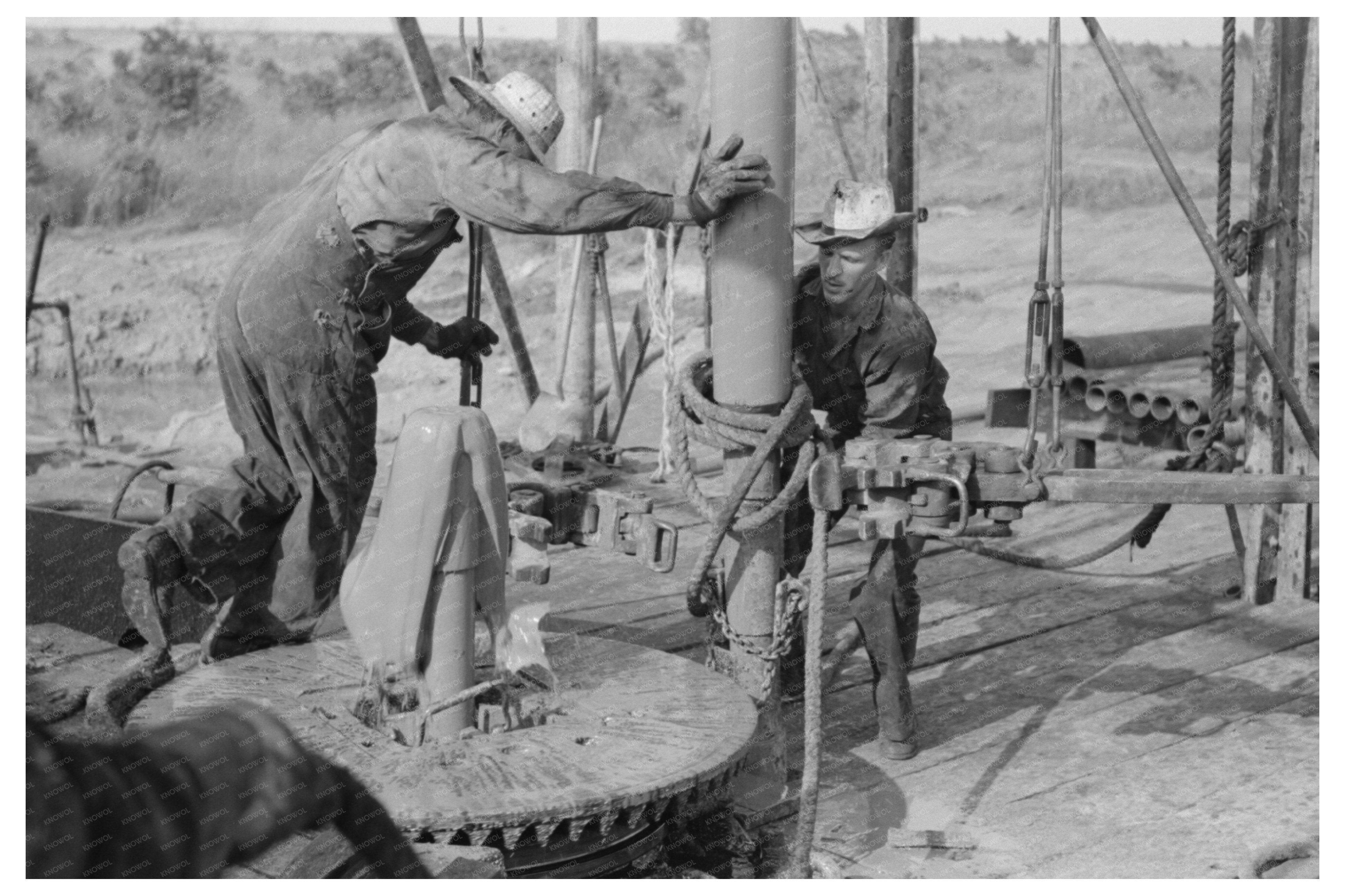 Oil Well Workers Adding Drilling Pipe Seminole Oil Field 1939