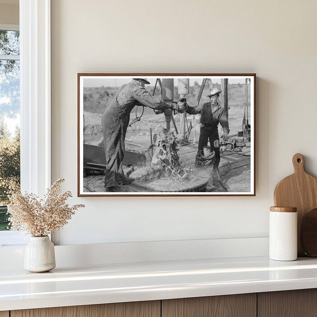 Workers Adding Drilling Pipe at Oklahoma Oil Well 1939