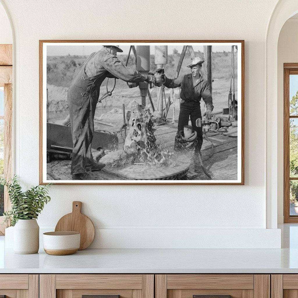 Workers Adding Drilling Pipe at Oklahoma Oil Well 1939