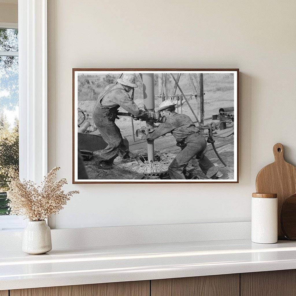 Seminole Oil Field Workers Adding Drilling Pipe August 1939