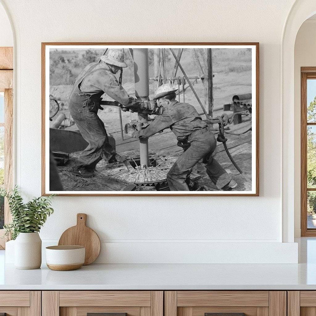 Seminole Oil Field Workers Adding Drilling Pipe August 1939