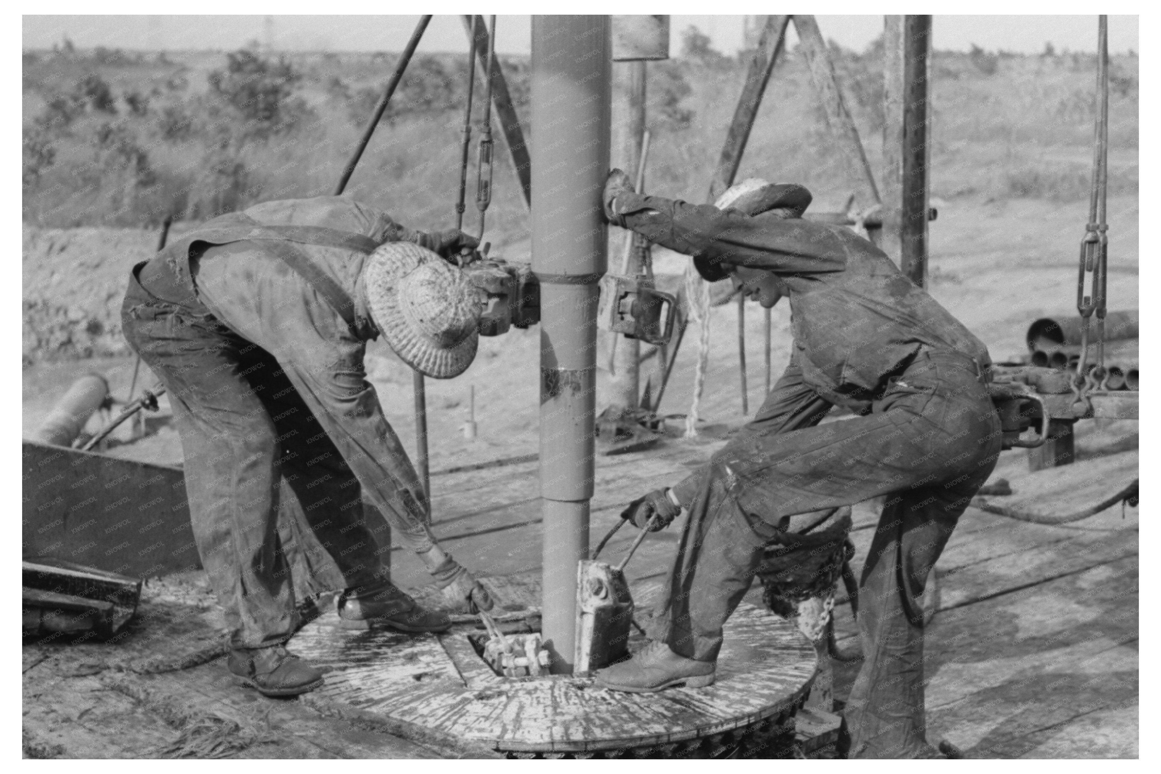 Drilling Pipe Addition at Oklahoma Oil Well August 1939