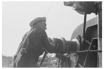 Roughnecks Working on Engine Seminole Oil Field 1939