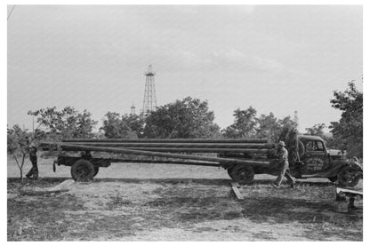 Oil Well Workers Unloading Pipe Seminole Field August 1939