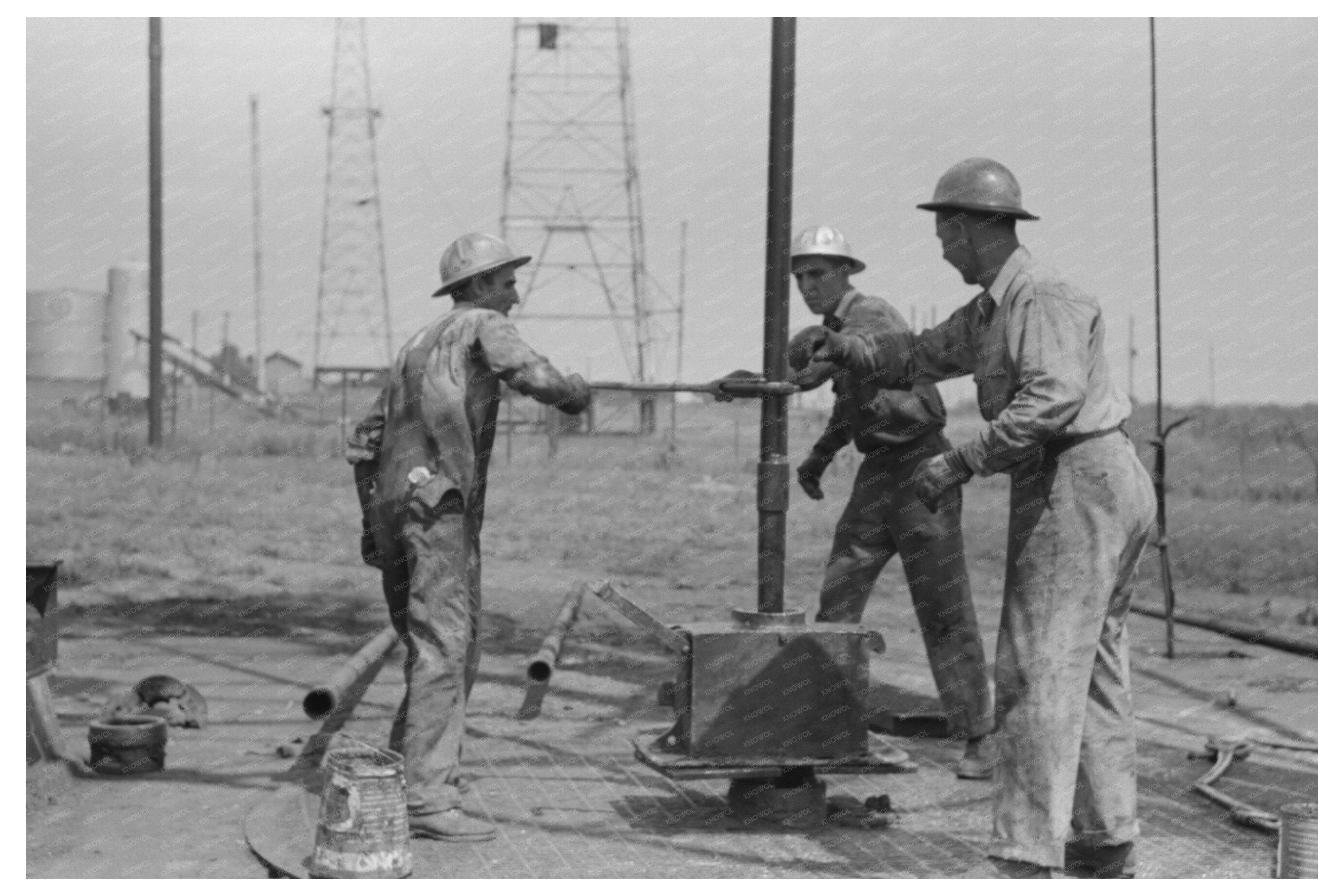 Roughnecks Tightening Oil Well Pipe Oklahoma City 1939