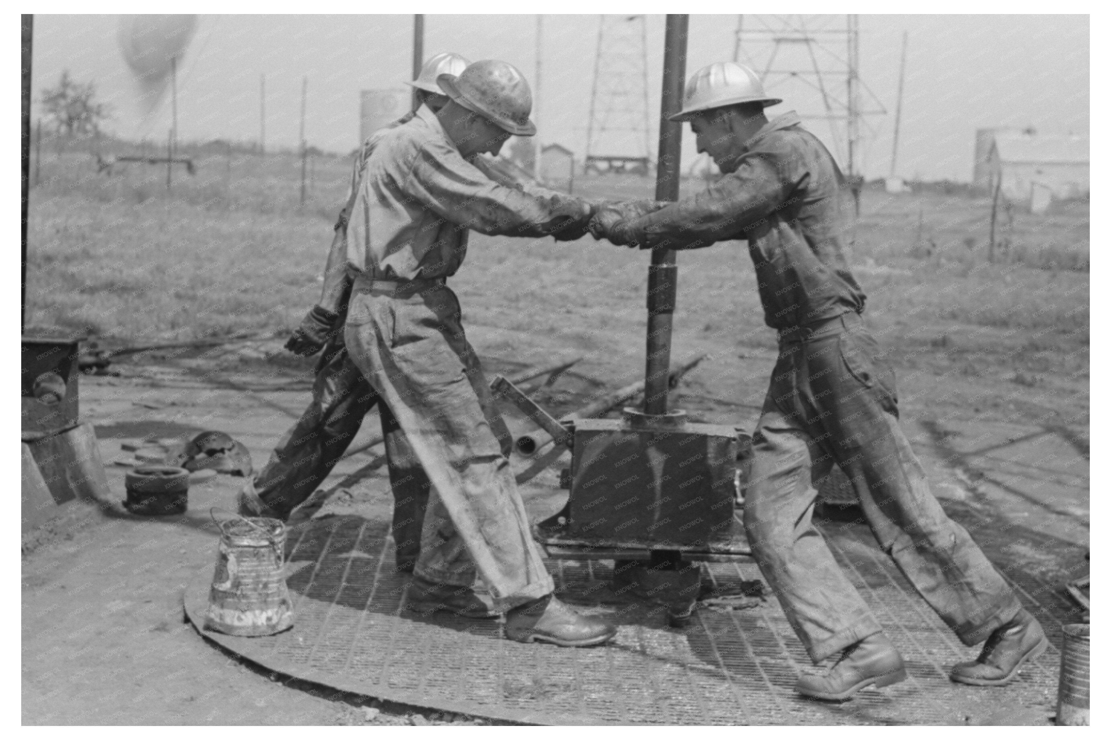 Roughnecks Tightening Oil Pipe Oklahoma City August 1939