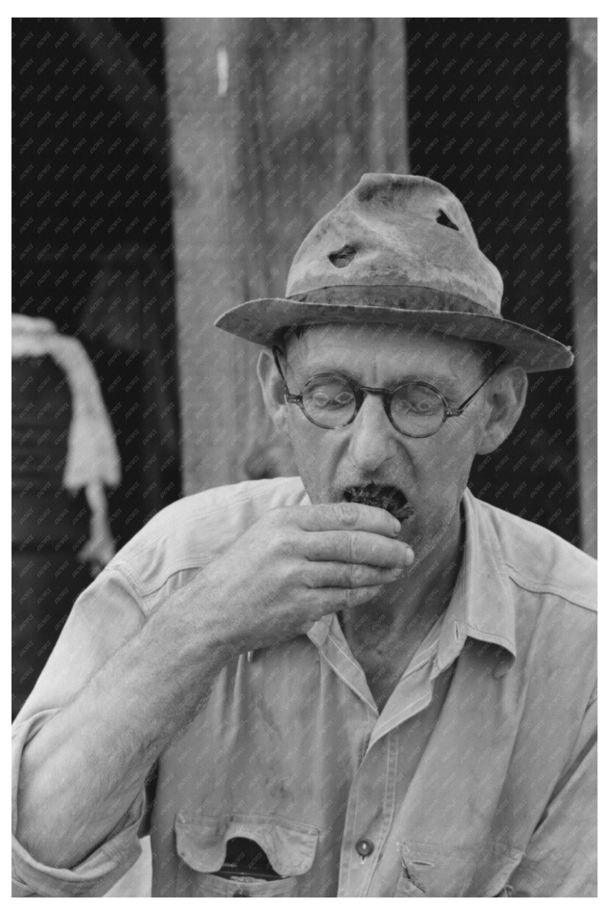 Roustabout Chewing Tobacco at Seminole Oil Field 1939