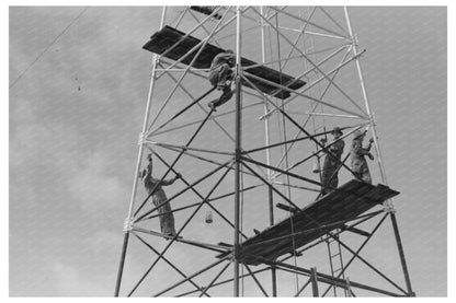 Roustabouts Painting Oil Well in Oklahoma 1939