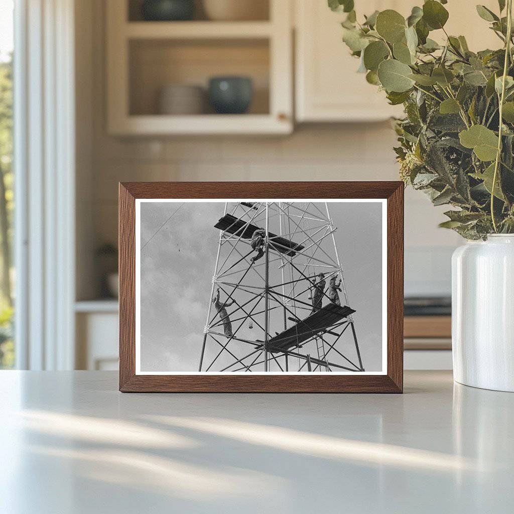 Roustabouts Painting Oil Well in Oklahoma 1939