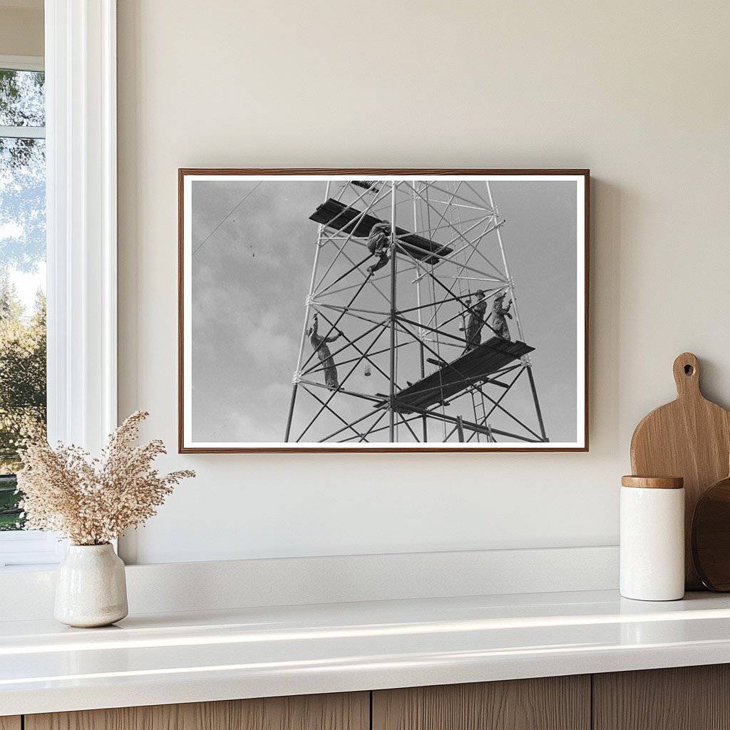 Roustabouts Painting Oil Well in Oklahoma 1939