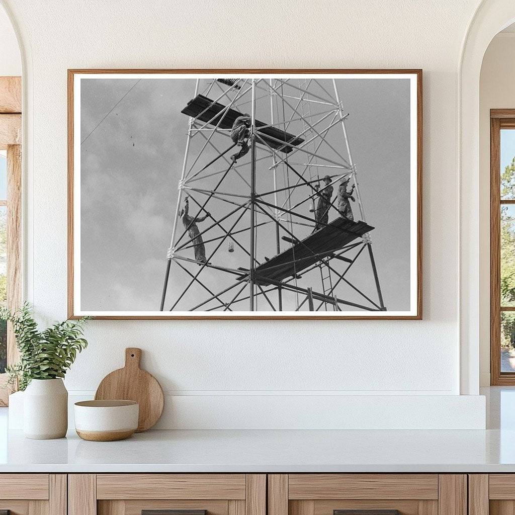 Roustabouts Painting Oil Well in Oklahoma 1939