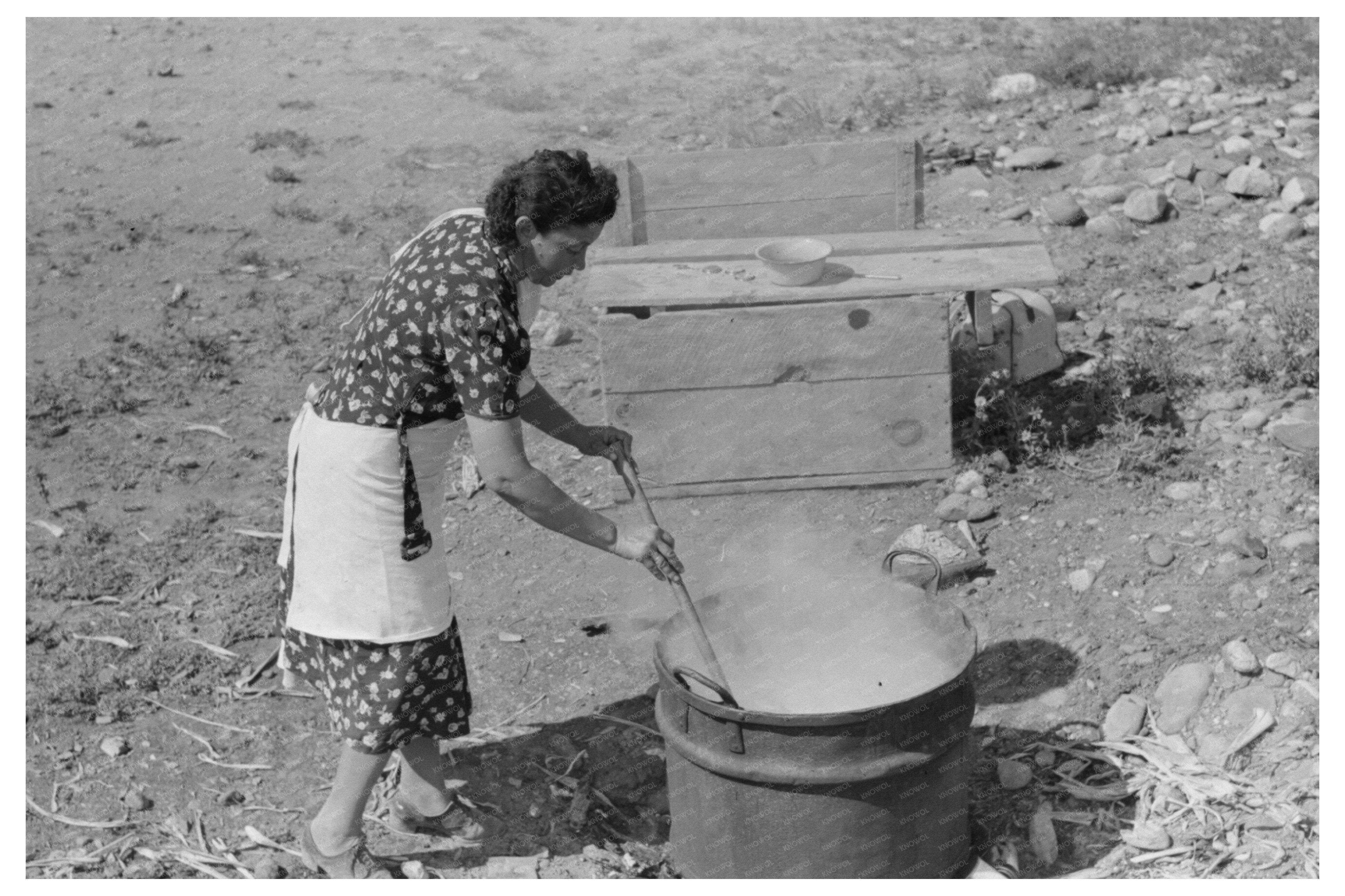Ofelia Sandoval Making Soap in Taos County 1939