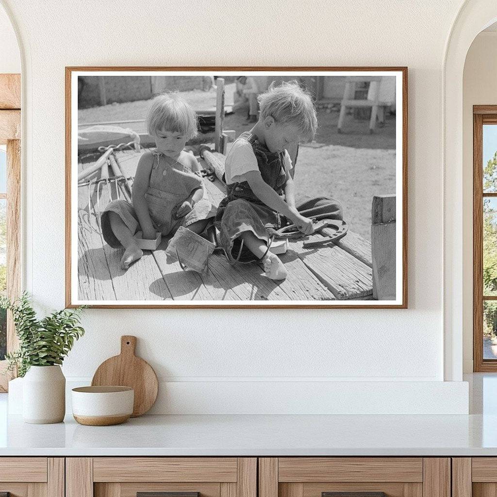 Children Playing on Wagon in Taos County New Mexico 1939