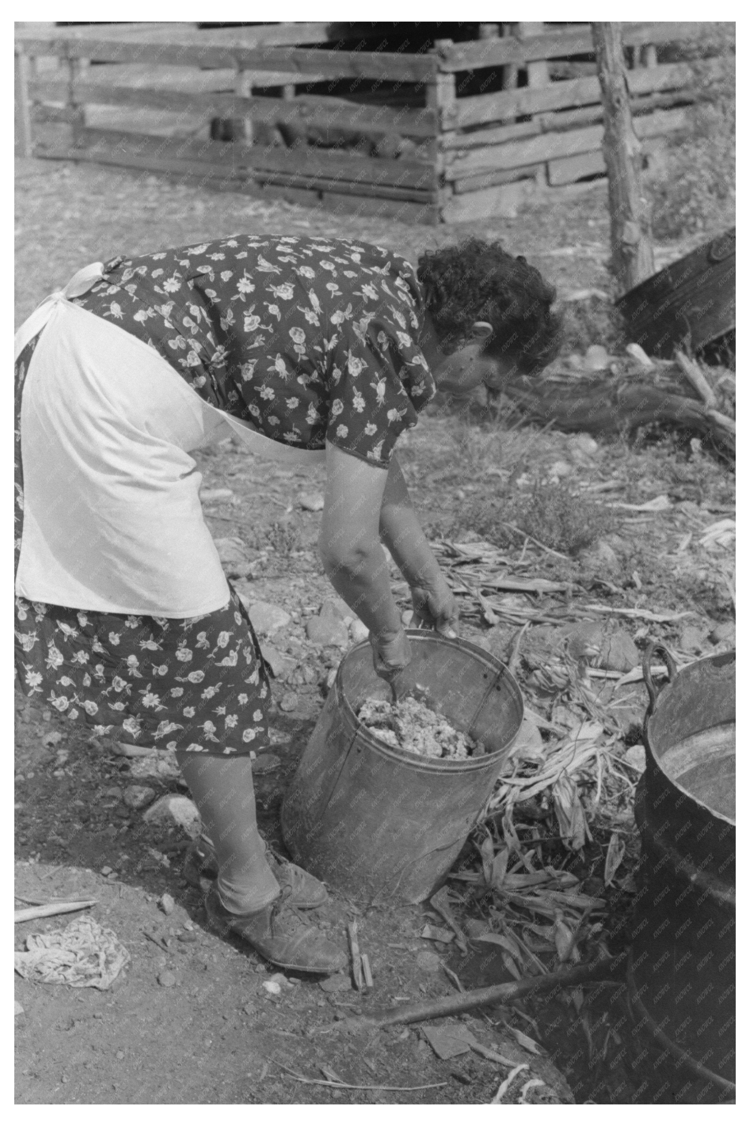 Ofelia Sandoval Breaking Up Grease for Soap 1939