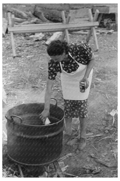Ofelia Sandoval Soap Making Taos County New Mexico 1939