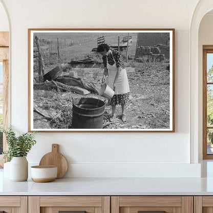 Ofelia Sandoval Adding Water to Soap Kettle 1939