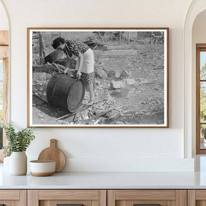 Ofelia Sandoval Rinsing Soap Kettle Taos County 1939