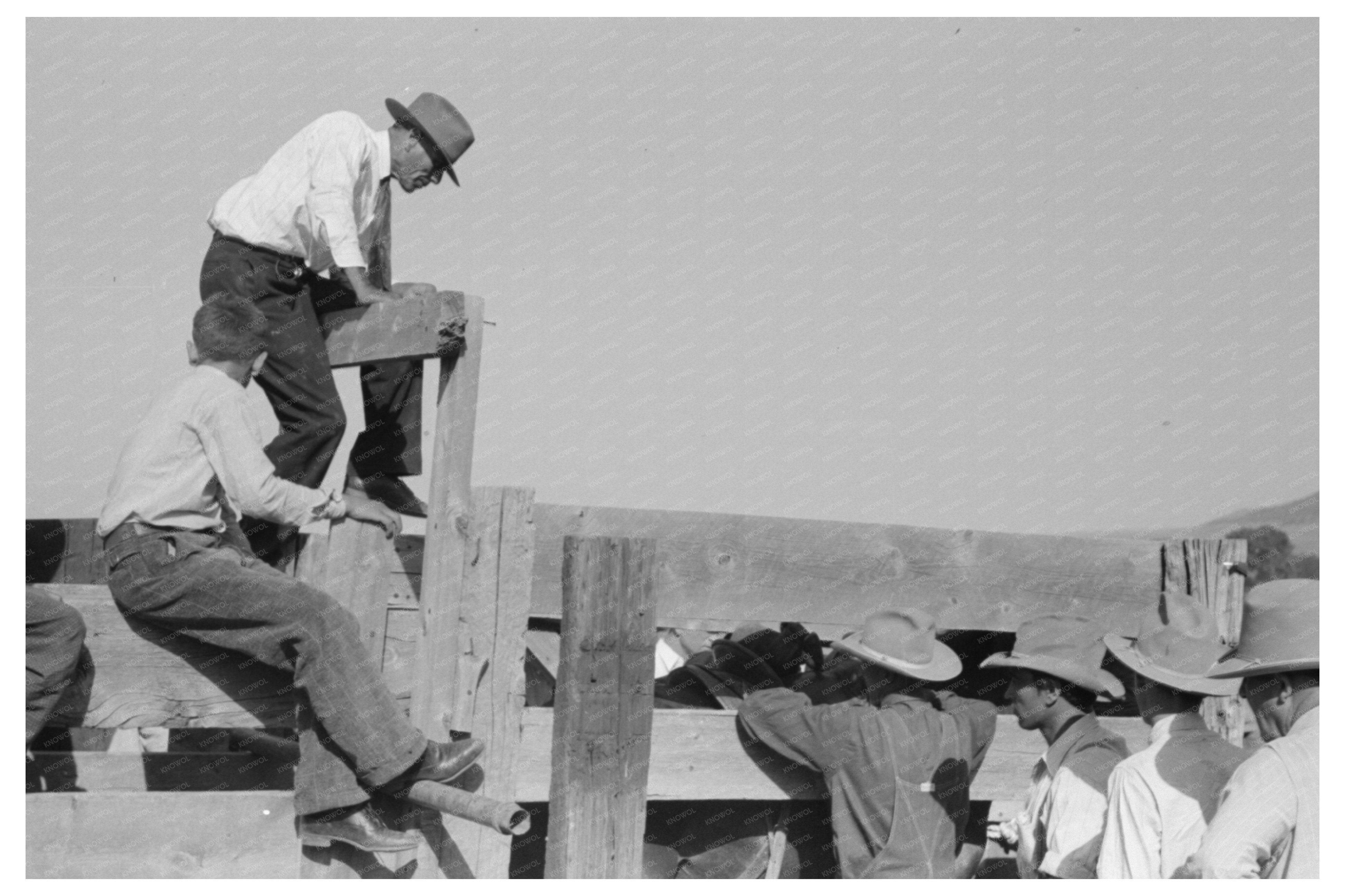 Spectators at Bean Day Rodeo Wagon Mound New Mexico 1939