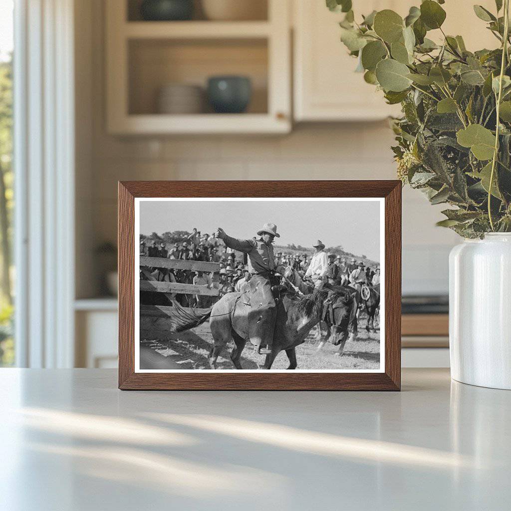 Cowboy at Bean Day Rodeo Wagon Mound New Mexico 1939