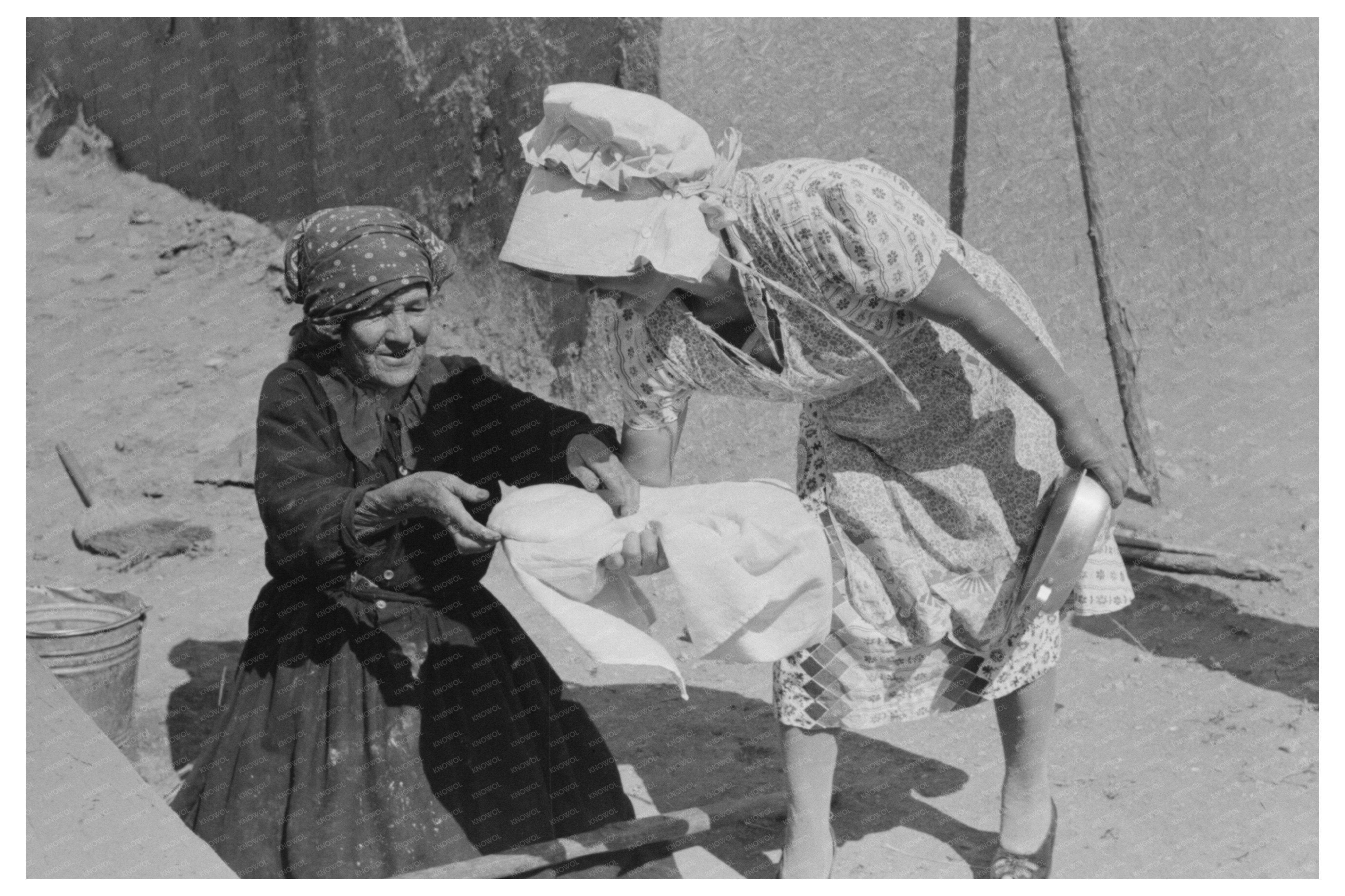 Spanish-American Woman Baking Bread Taos County 1939