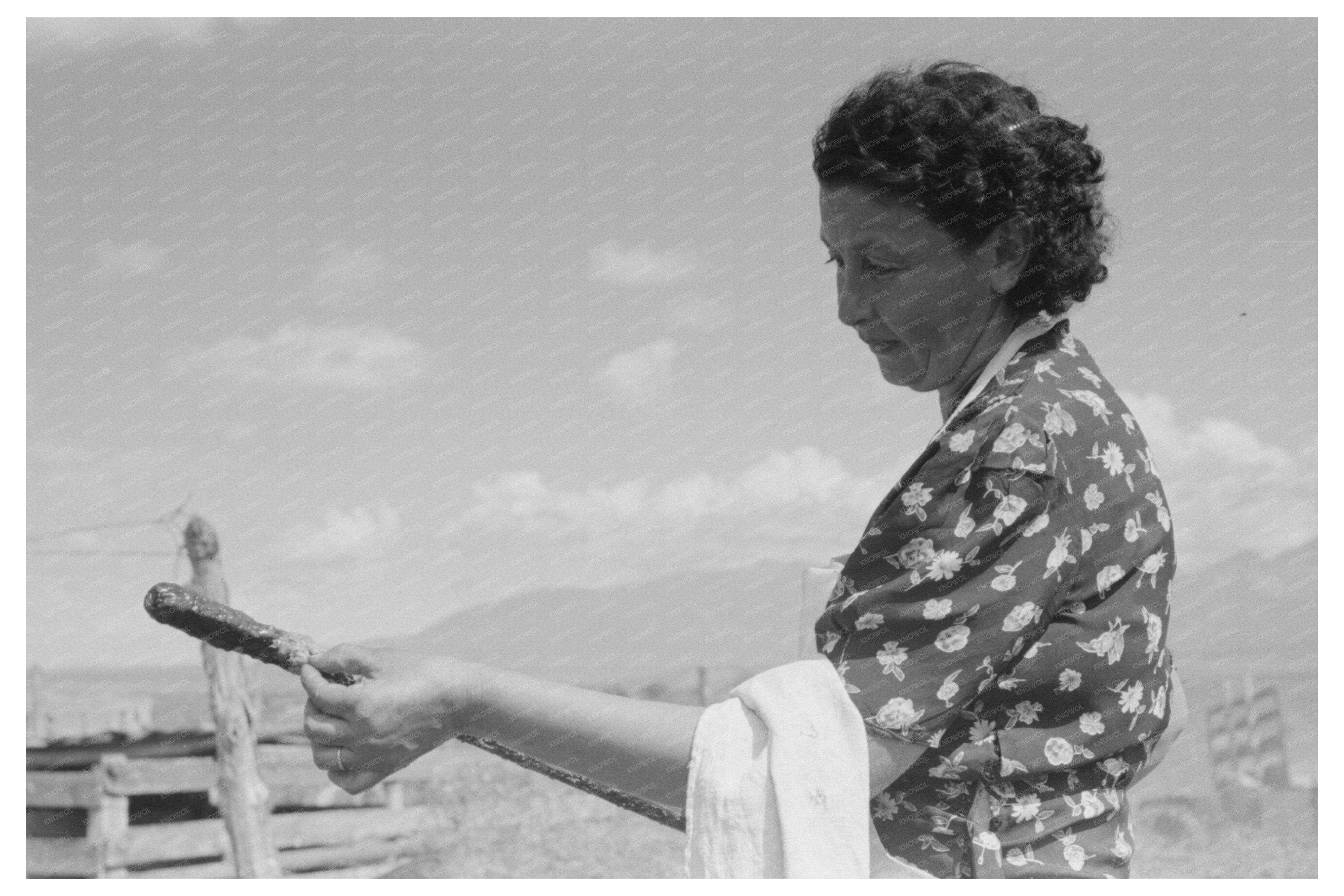 Ofelia Sandoval Testing Soap in Taos County 1939