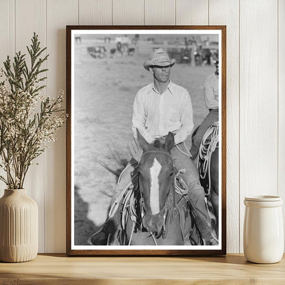 Cowboy Riding Horse at Bean Day Rodeo New Mexico 1939