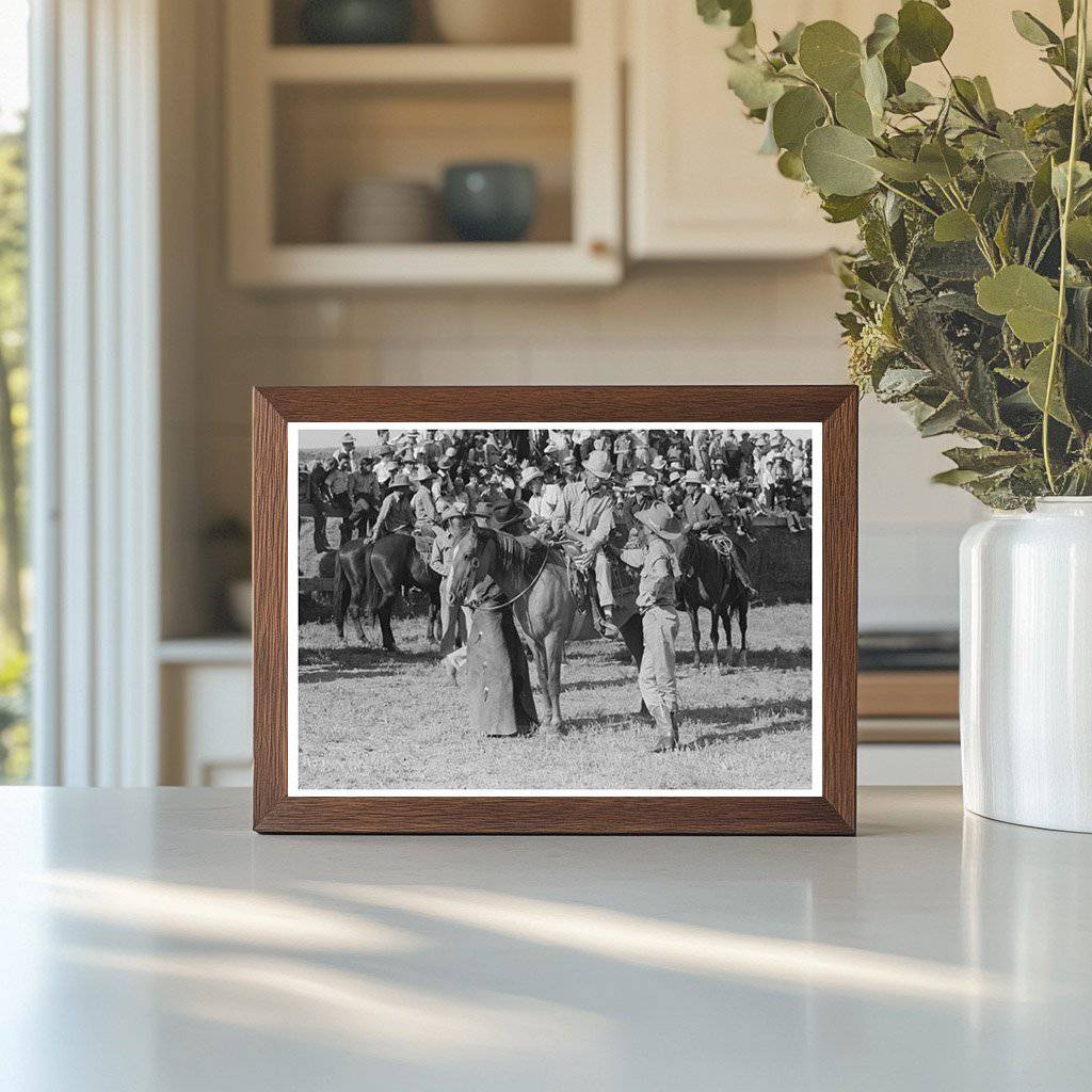 Cowboys at Bean Day Rodeo Wagon Mound New Mexico 1939