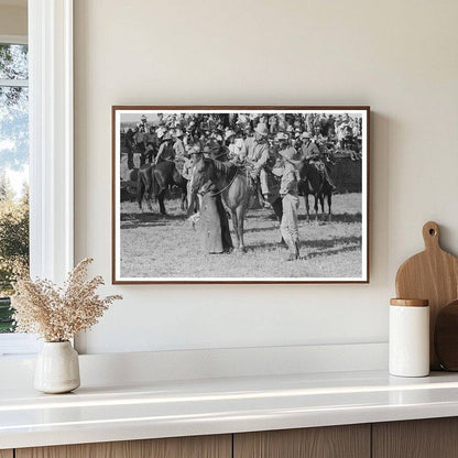 Cowboys at Bean Day Rodeo Wagon Mound New Mexico 1939