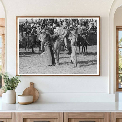 Cowboys at Bean Day Rodeo Wagon Mound New Mexico 1939