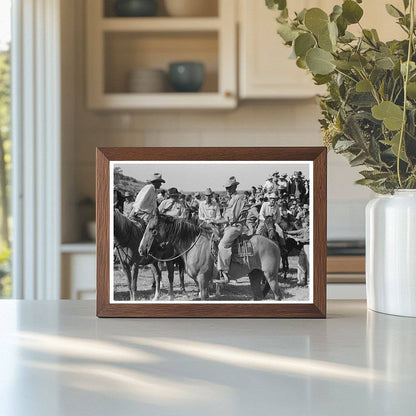 Cowboys Conversing at Bean Day Rodeo 1939 Wagon Mound NM