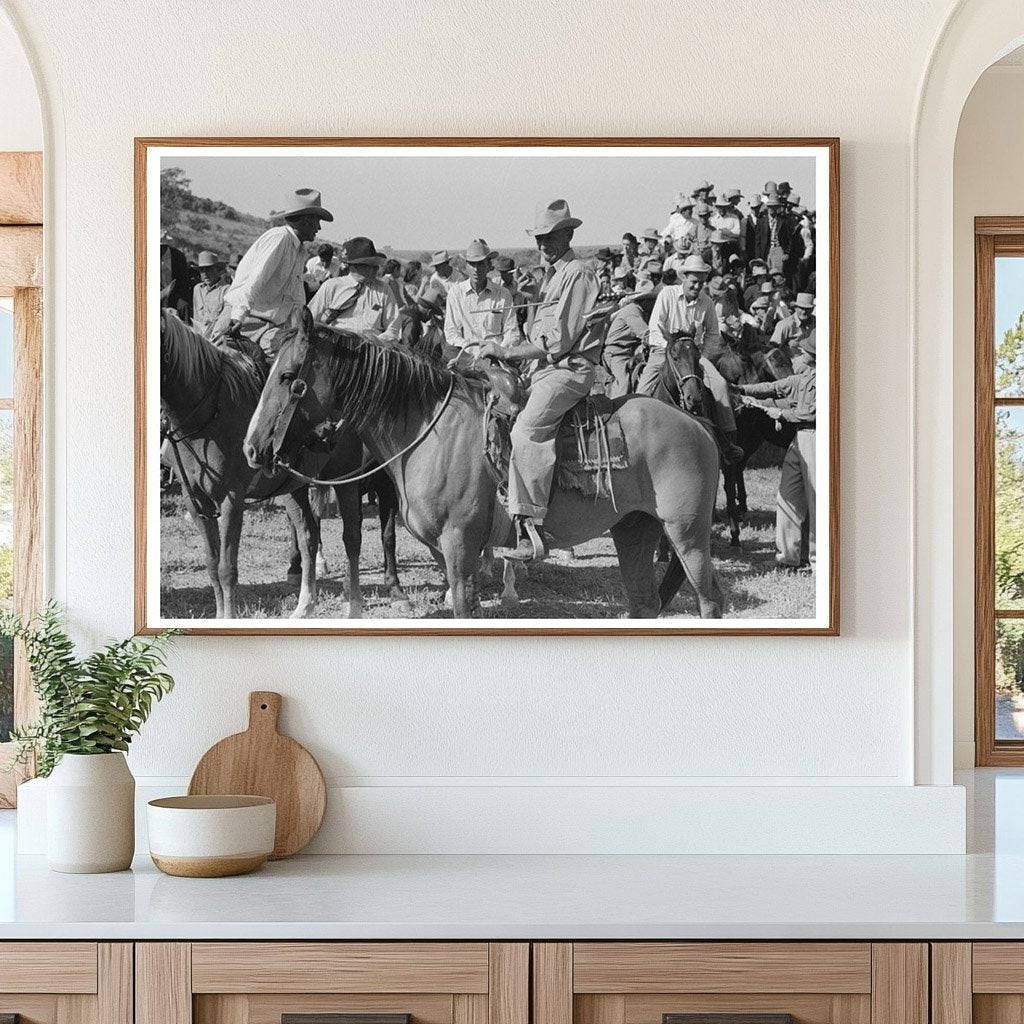 Cowboys Conversing at Bean Day Rodeo 1939 Wagon Mound NM