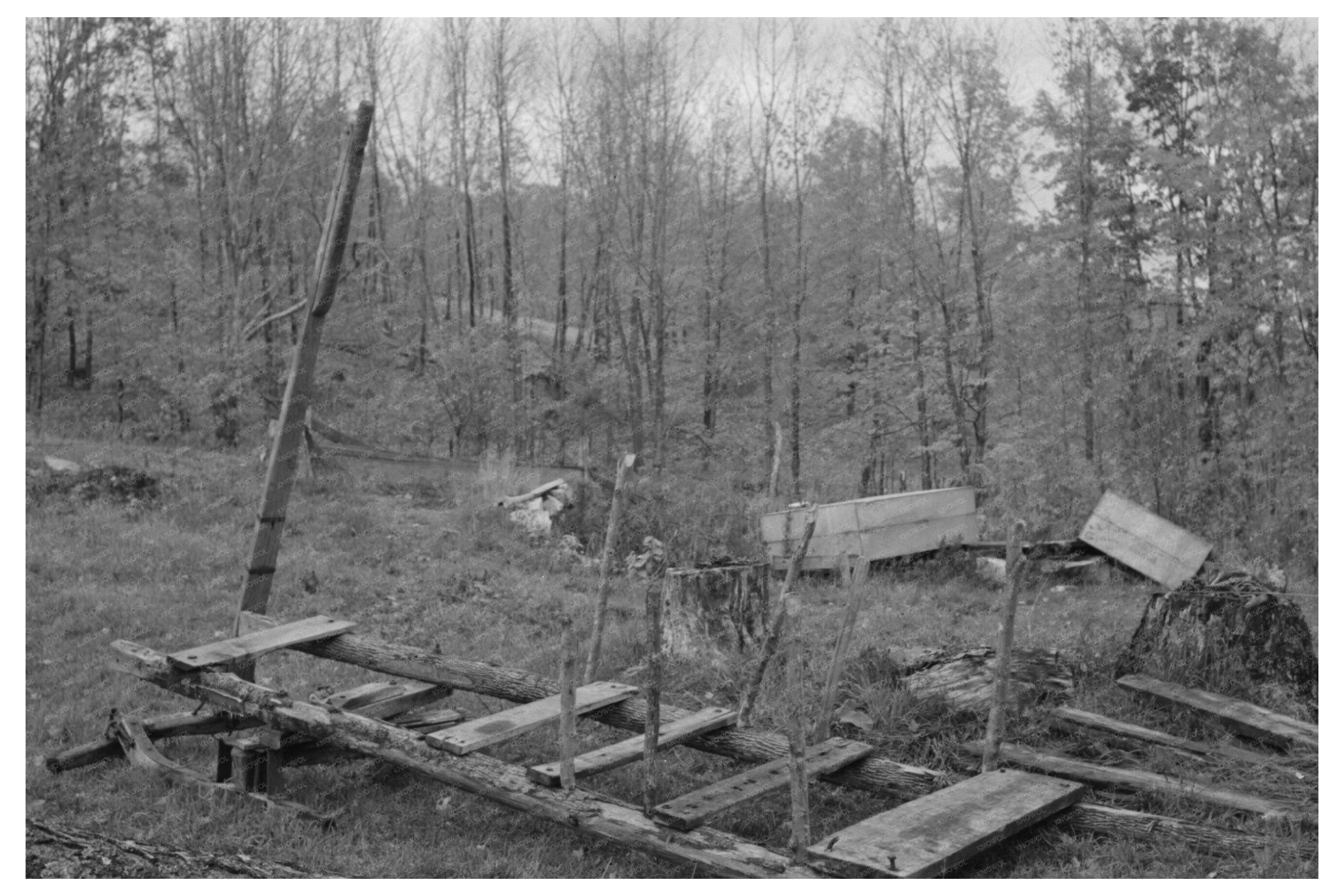 Primitive Timber Sled in Bradford Vermont 1939
