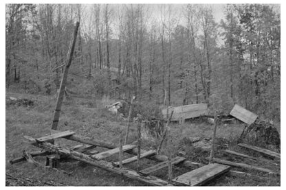 Primitive Timber Sled in Bradford Vermont 1939