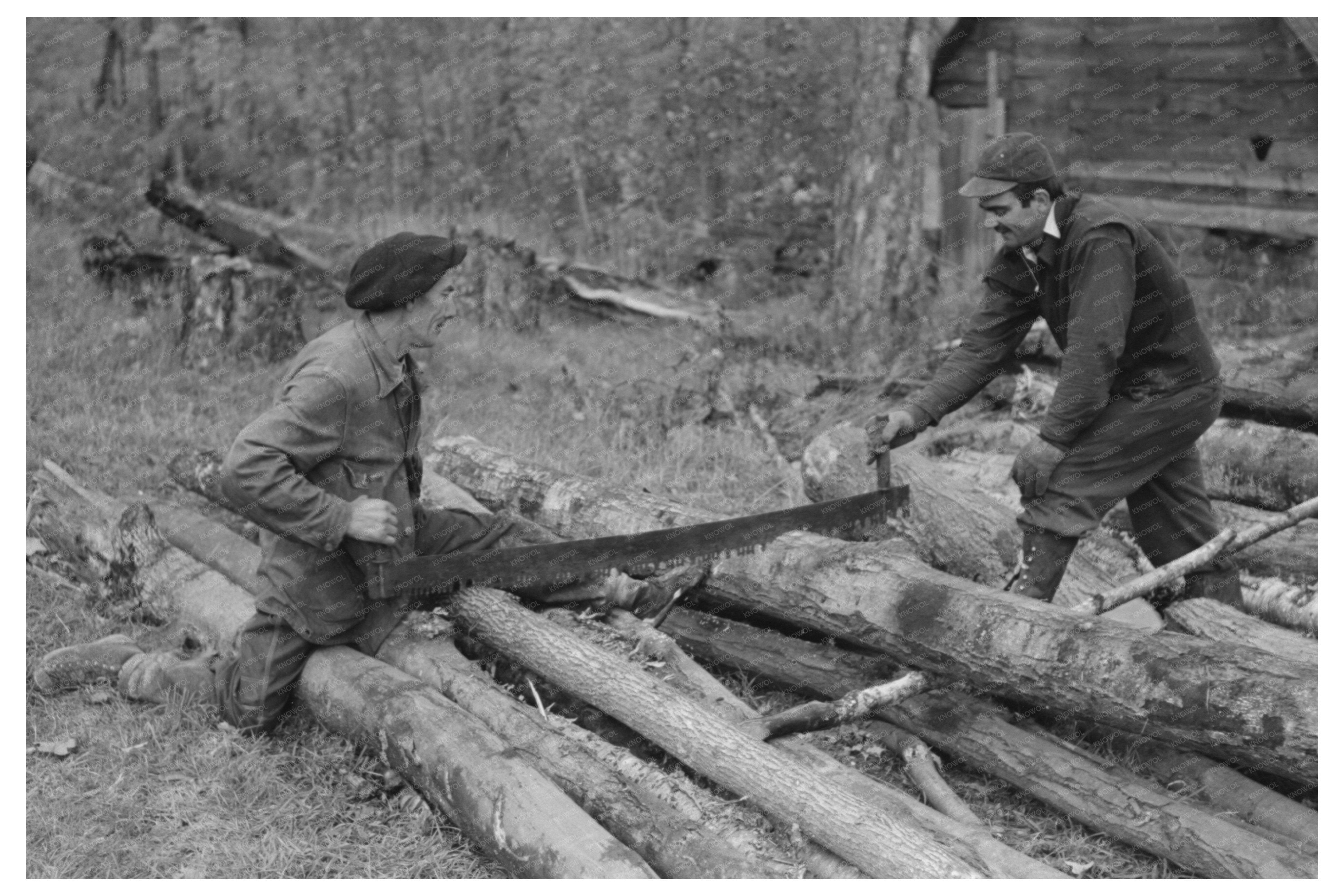 Farmers Sawing Wood in Bradford Vermont 1939