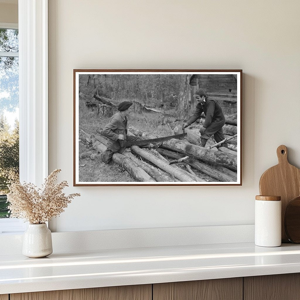 Farmers Sawing Wood in Bradford Vermont 1939