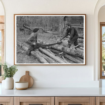 Farmers Sawing Wood in Bradford Vermont 1939